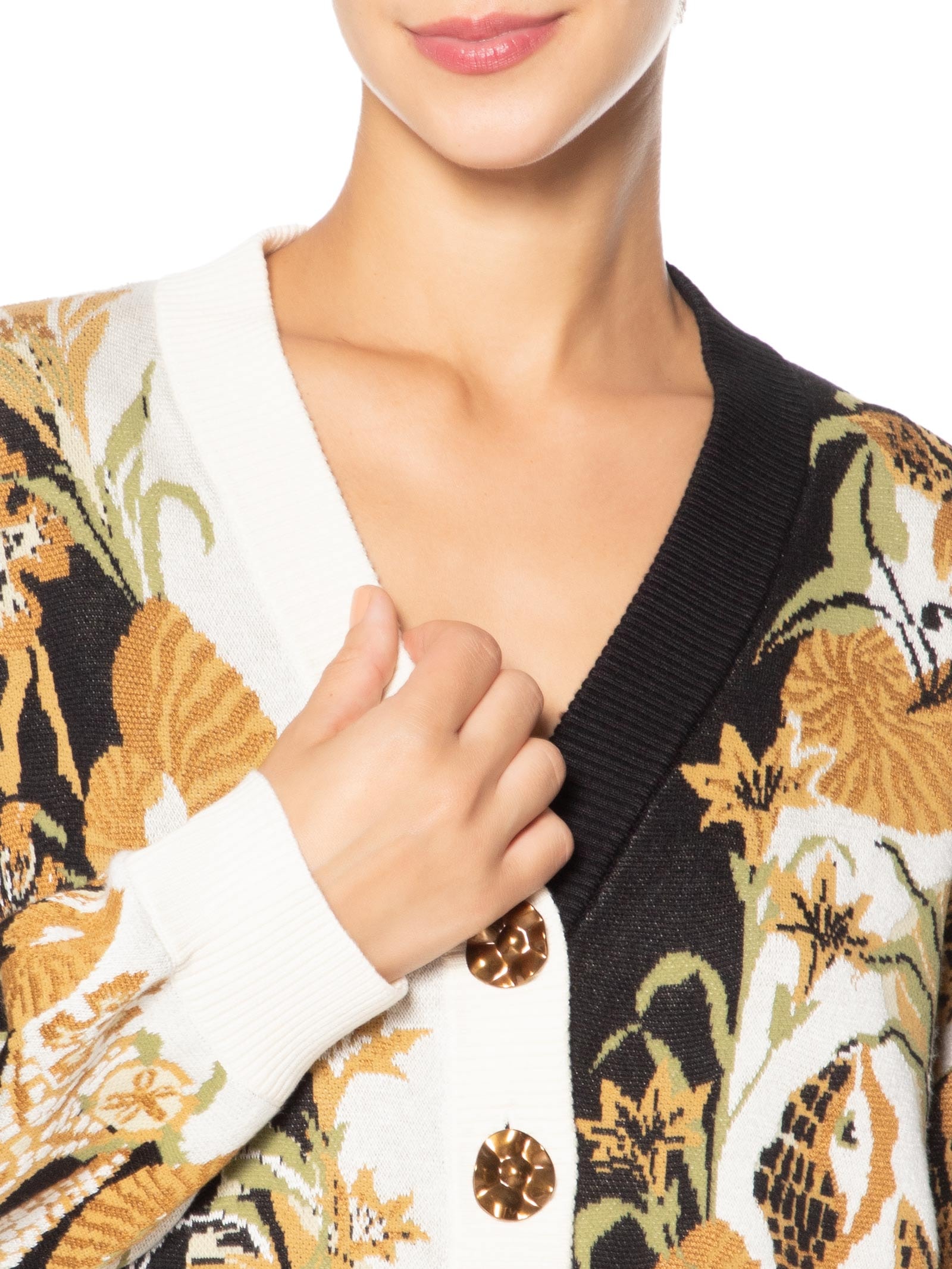 Cardigan Feminino Tricot Concha Surreal Preto Farm