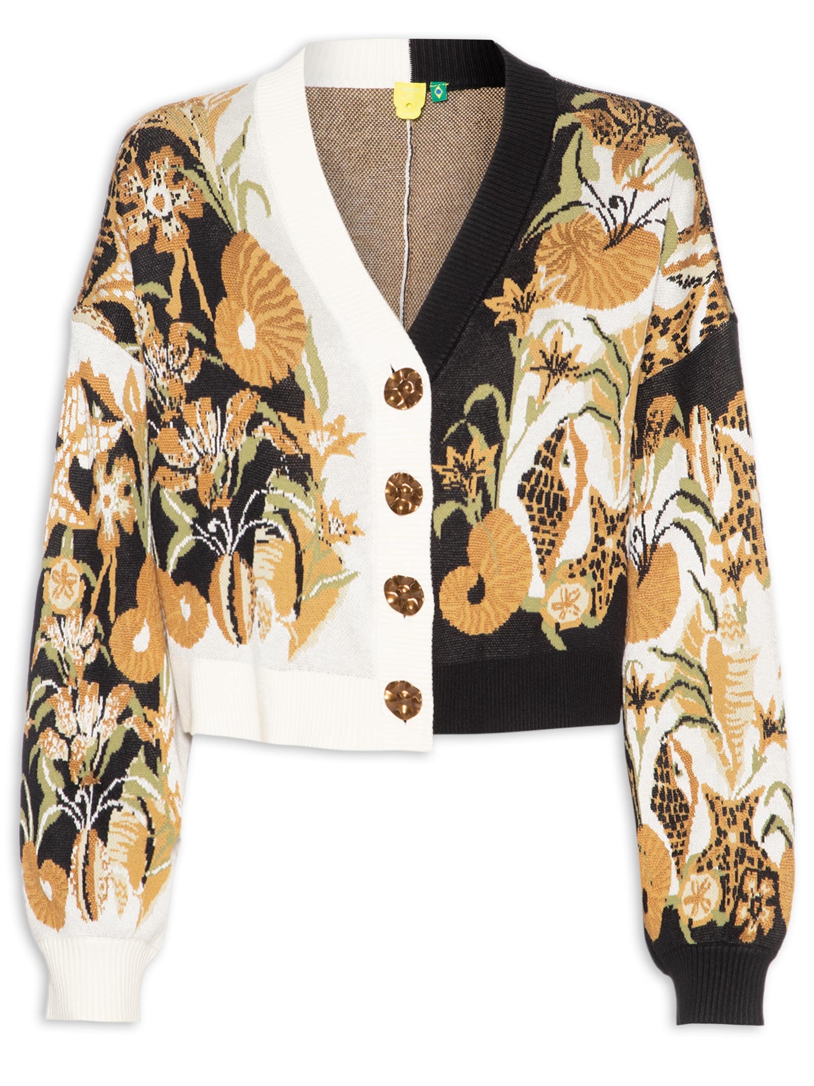 Cardigan Feminino Tricot Concha Surreal - Preto - Farm