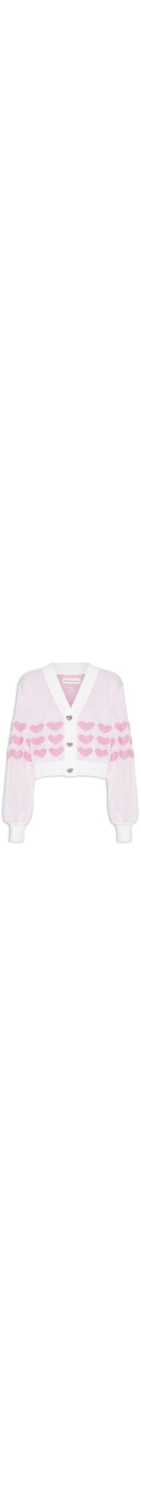 Cardigan Feminino Tricot Corações - Rosa