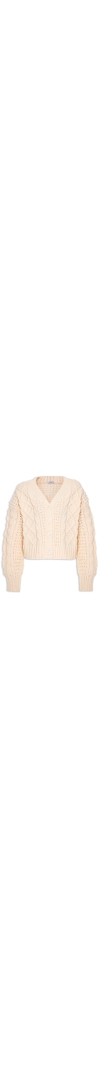 Cardigan Feminino Tricot Curto Texturizado Com Botões - Bege