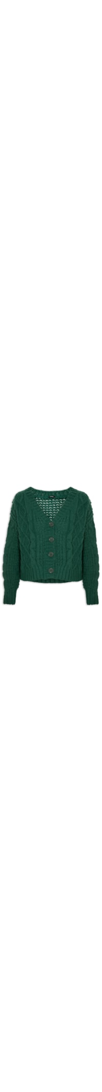 Cardigan Feminino Tricot Curto Texturizado Com Botões - Verde
