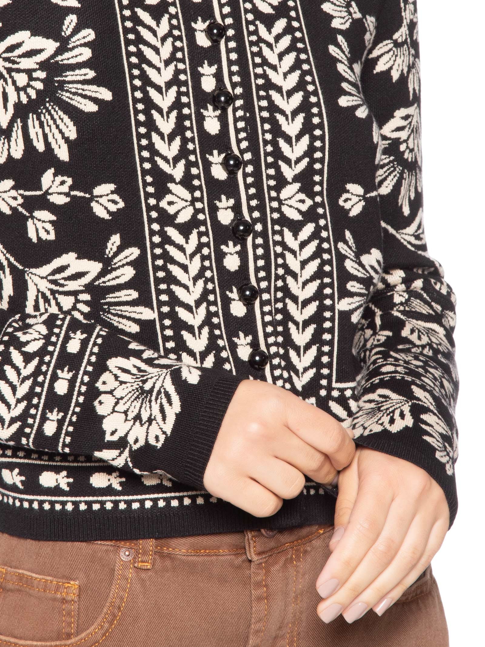 Cardigan Feminino Tricot Daniela Preto Farm