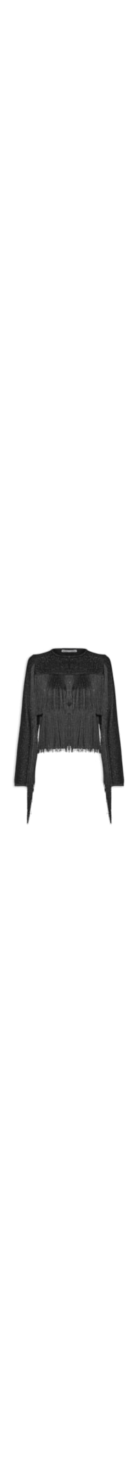 Cardigan Feminino Tricot Franjas - Preto