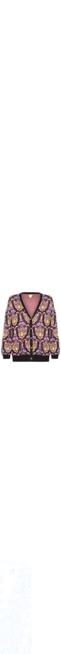 Cardigan Feminino Tricot Jacquard Pantera Boho - Preto