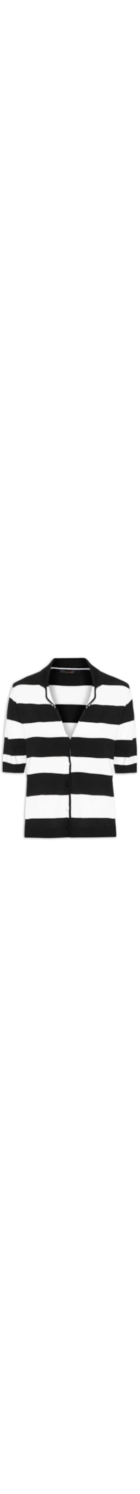 Cardigan Feminino Tricot Listrado - Branco