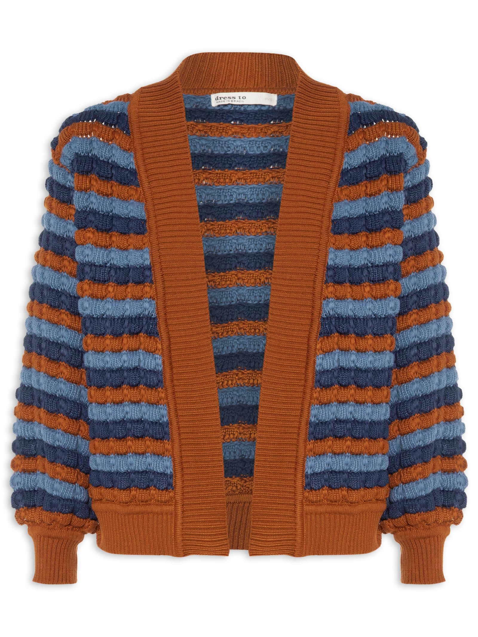 Cardigan Feminino Tricot Listrado – Marrom Dress To