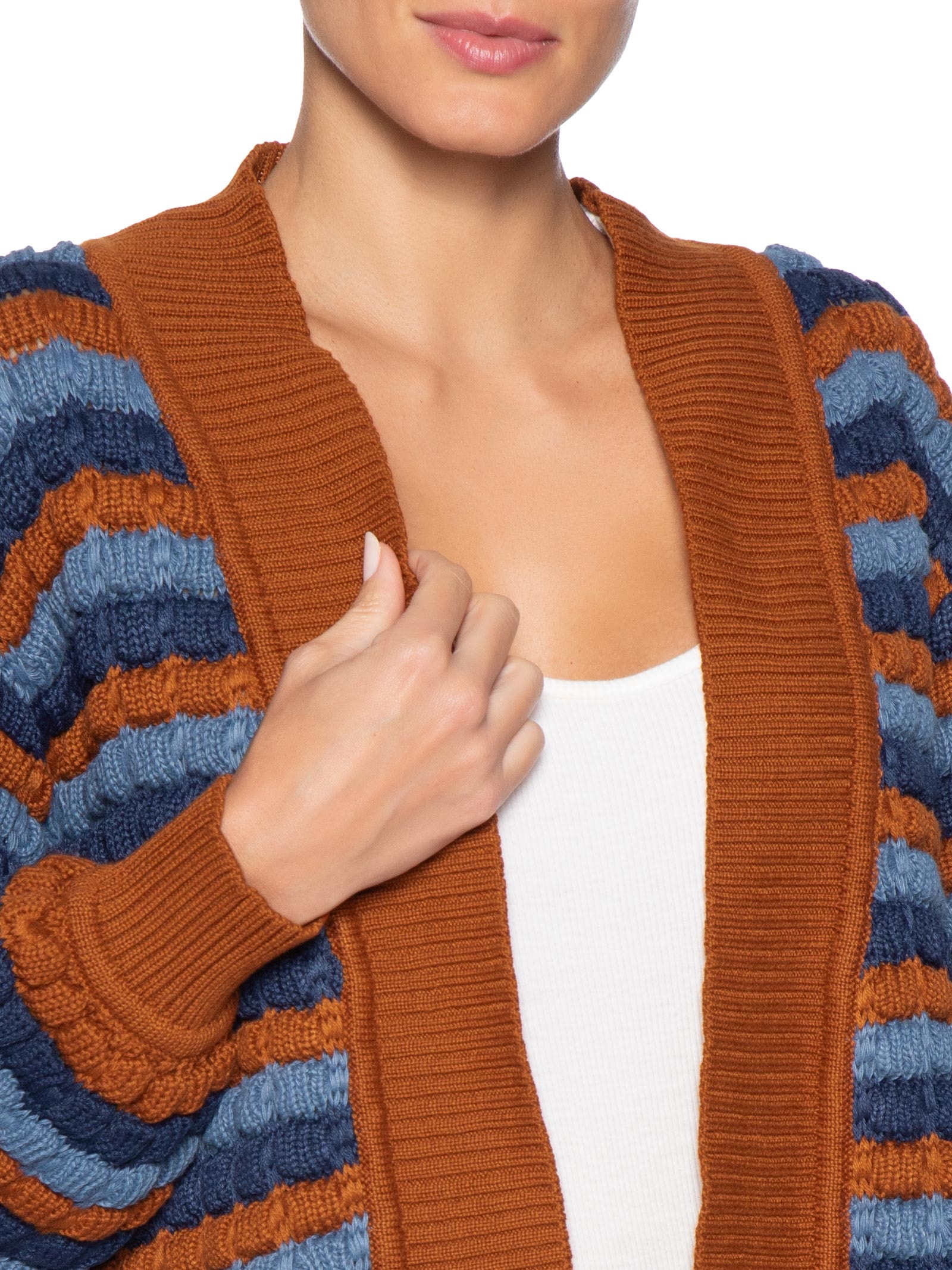 Cardigan Feminino Tricot Listrado – Marrom Dress To