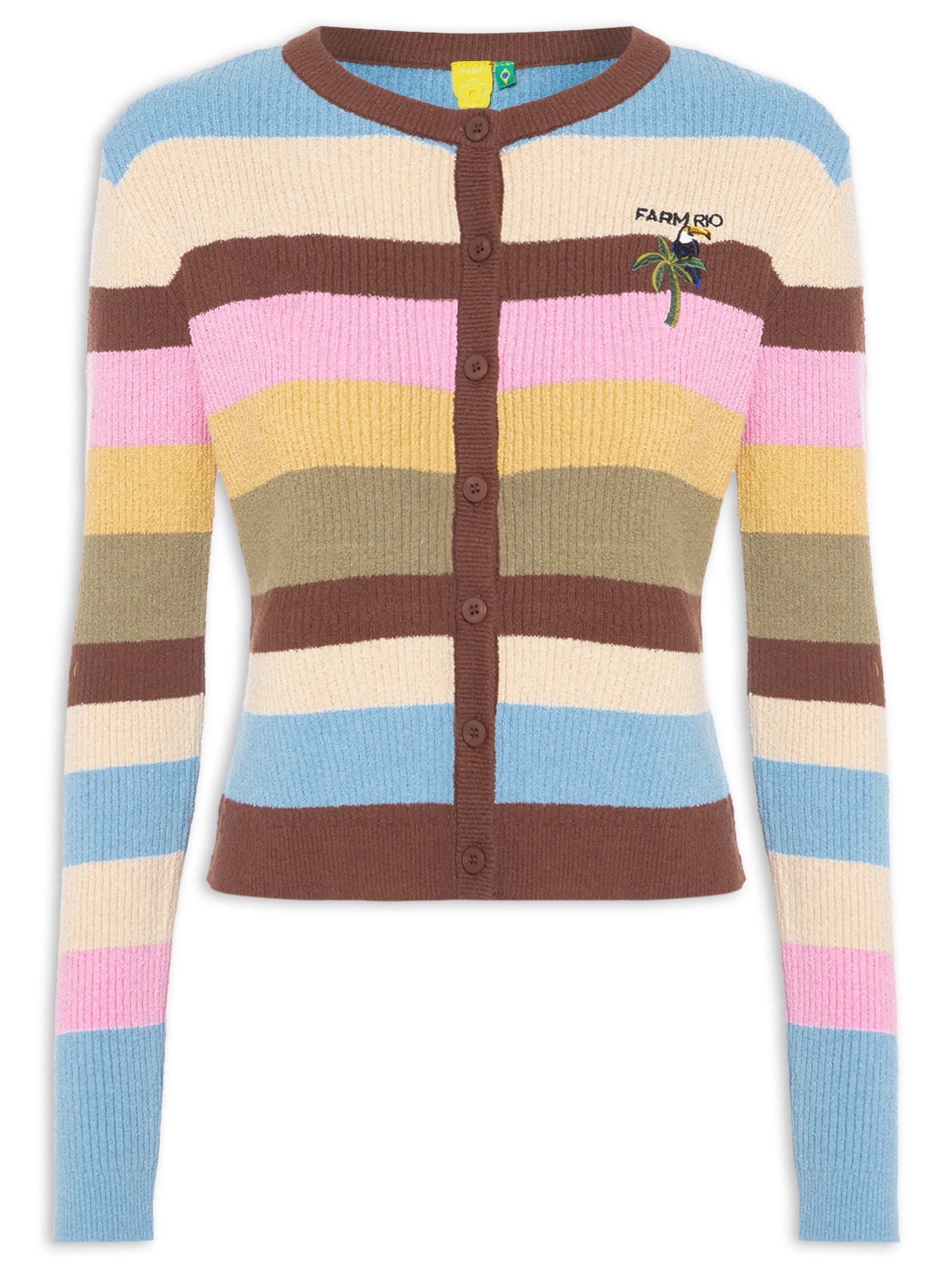Cardigan Feminino Tricot Listrado – Marrom Farm