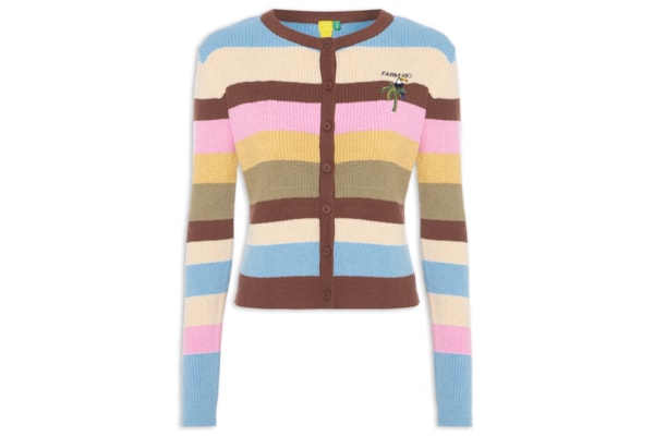 Cardigan Feminino Tricot Listrado – Marrom