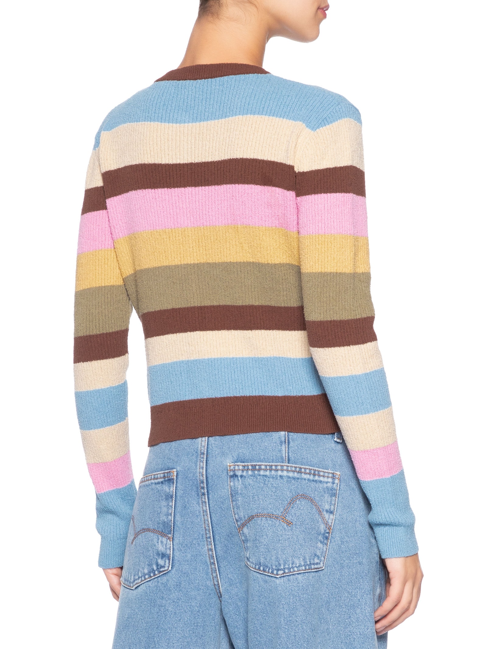 Cardigan Feminino Tricot Listrado – Marrom Farm
