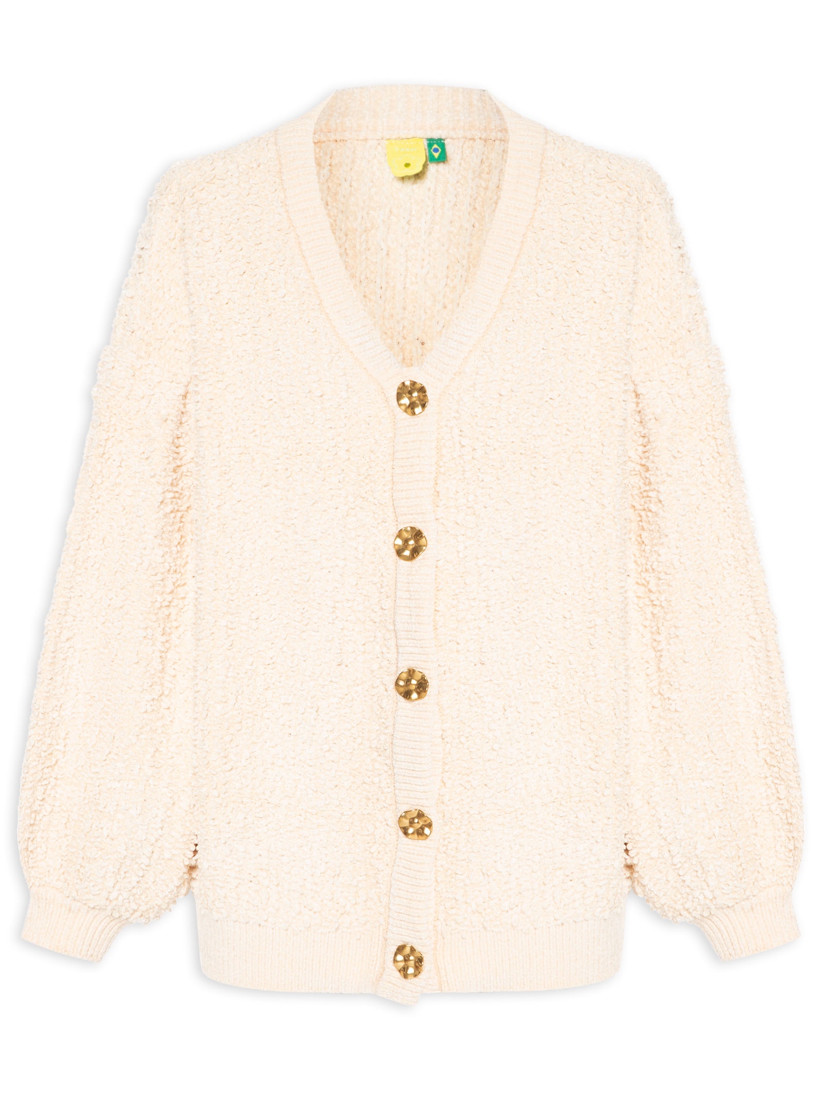 Cardigan Feminino Tricot Longo Bege Farm