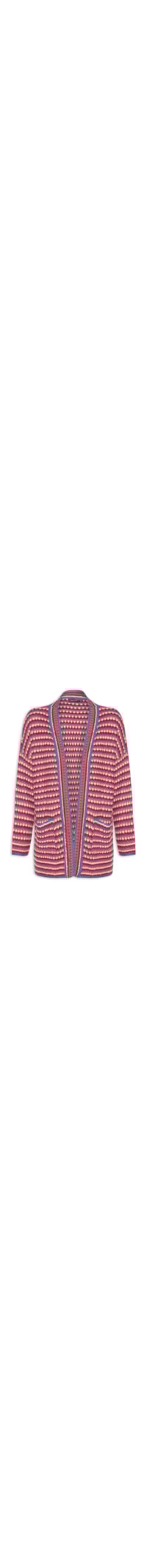 Cardigan Feminino Tricot Longo Multicolor - Rosa