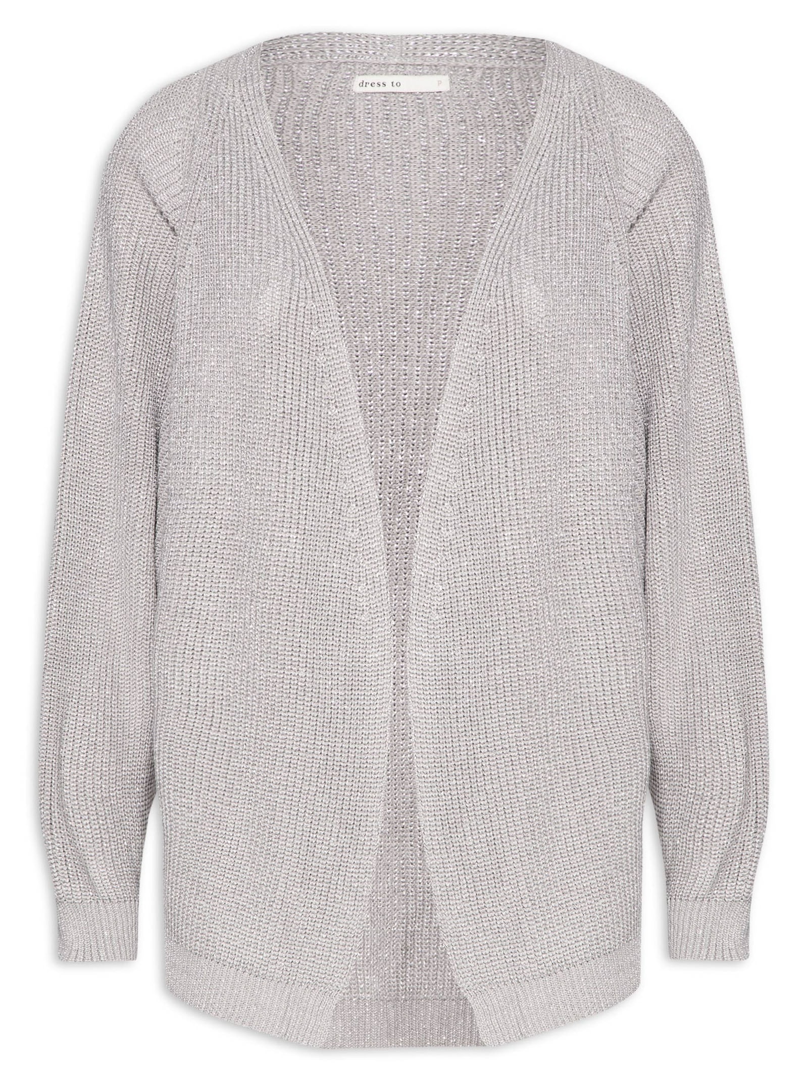 Cardigan Feminino Tricot Lurex Prata Dress To