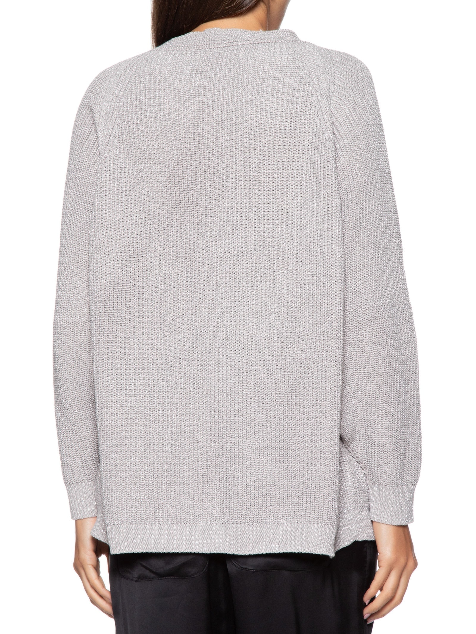 Cardigan Feminino Tricot Lurex Prata Dress To