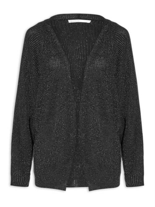 Cardigan Feminino Tricot Lurex - Preto