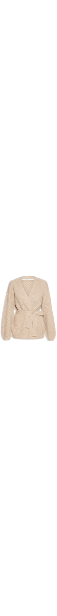 Cardigan Feminino Tricot Manga Balonê - Bege