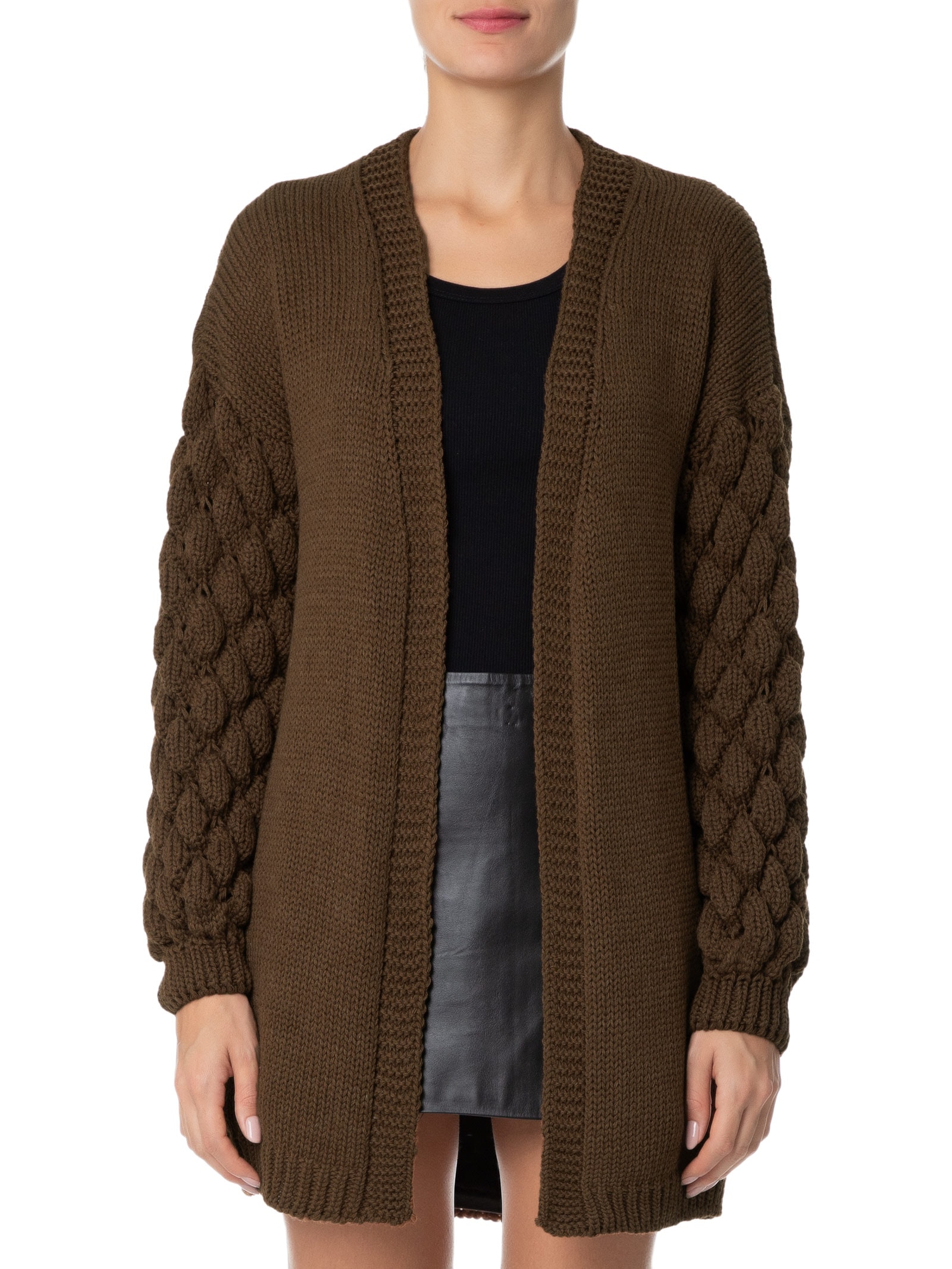 Market 33 - Cardigan Feminino Tricot - Marrom
