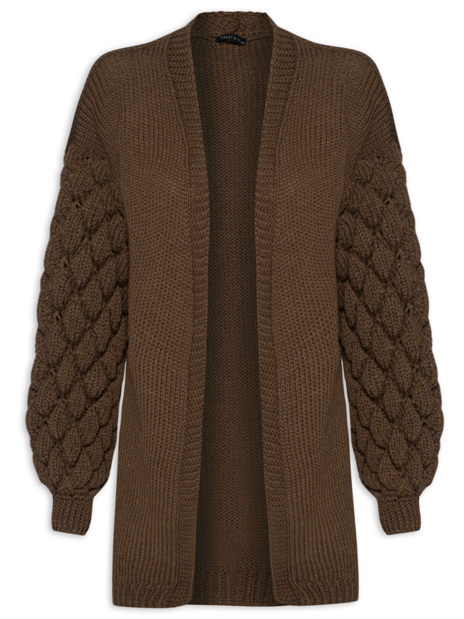 Market 33 - Cardigan Feminino Tricot - Marrom