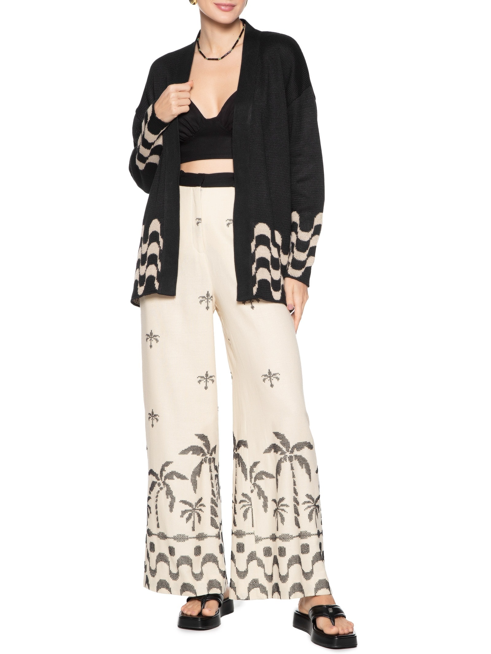 Cardigan Feminino Tricot Orla Preto Dress To