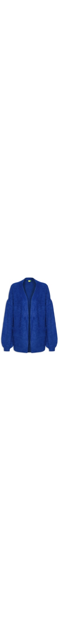 Cardigan Feminino Tricot Pelinho Com Bolso - Azul