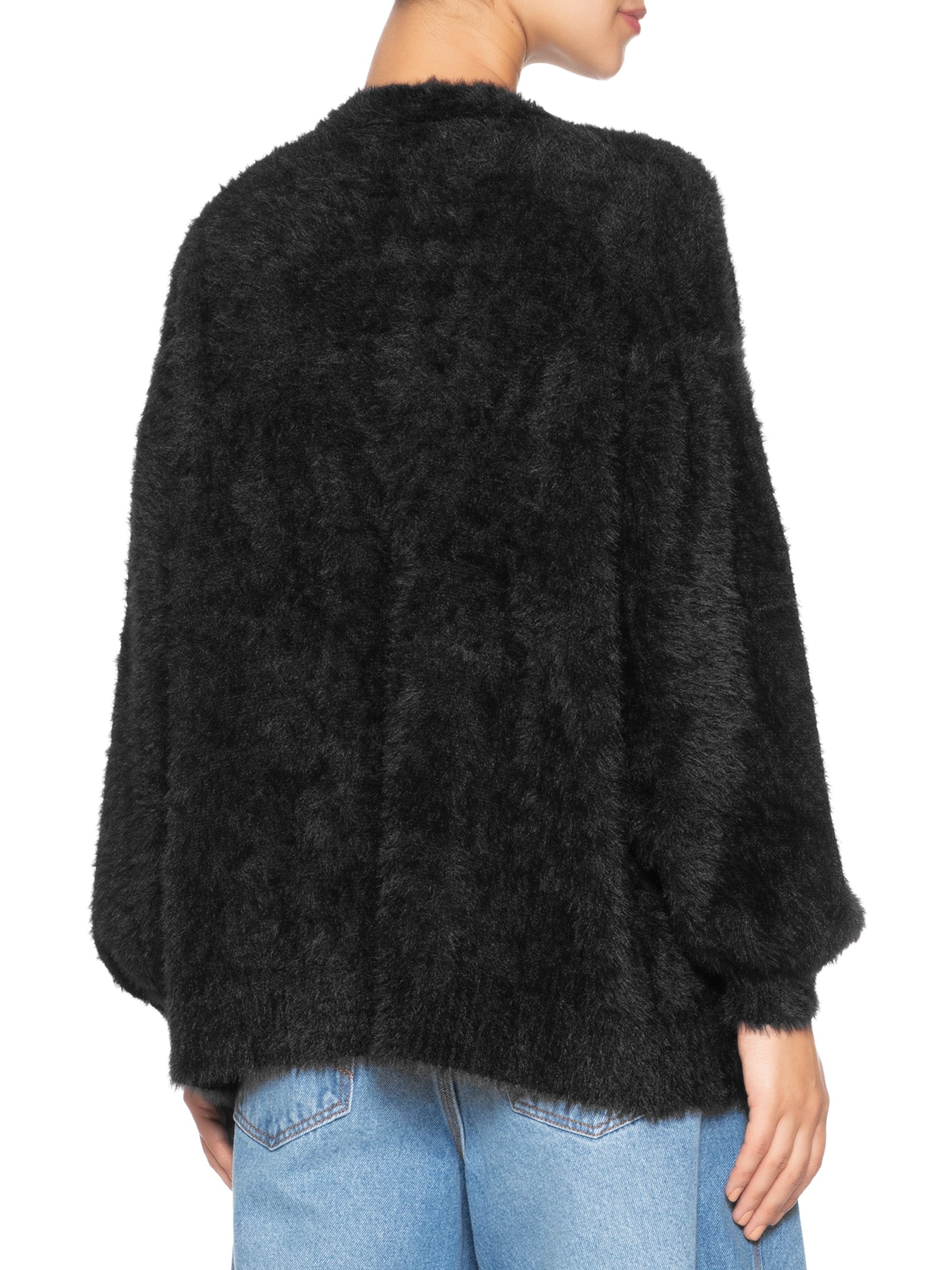 Cardigan Feminino Tricot Pelinho Com Bolso Preto Farm