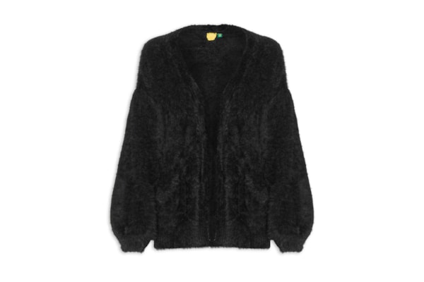 Cardigan Feminino Tricot Pelinho Com Bolso - Preto