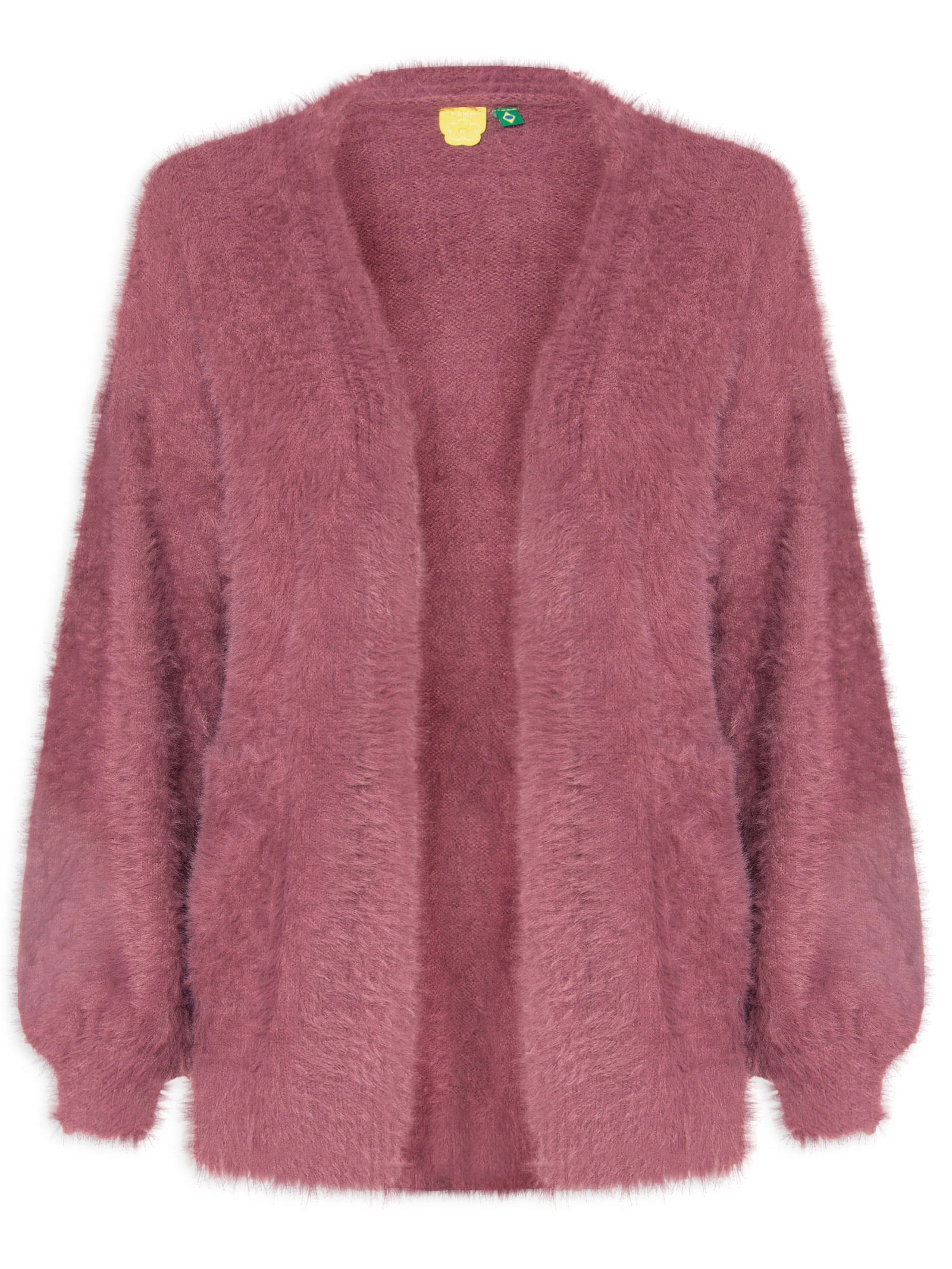 Cardigan Feminino Tricot Pelinho Com Bolso Rosa Farm