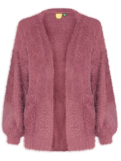 Cardigan Feminino Tricot Pelinho Com Bolso - Rosa by FARM