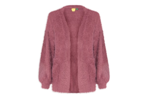 Cardigan Feminino Tricot Pelinho Com Bolso - Rosa