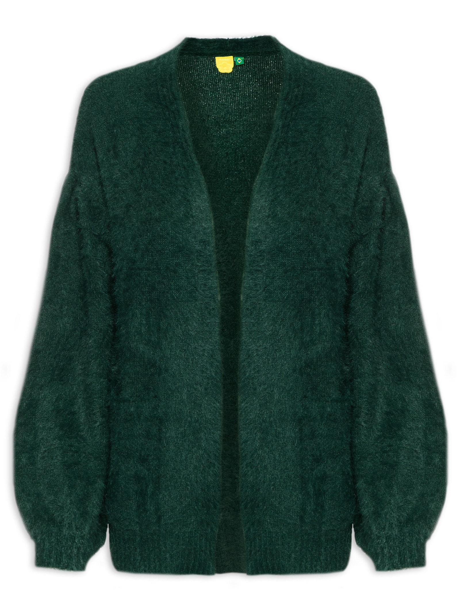 Cardigan Feminino Tricot pelinho Com Bolso - Verde - Farm