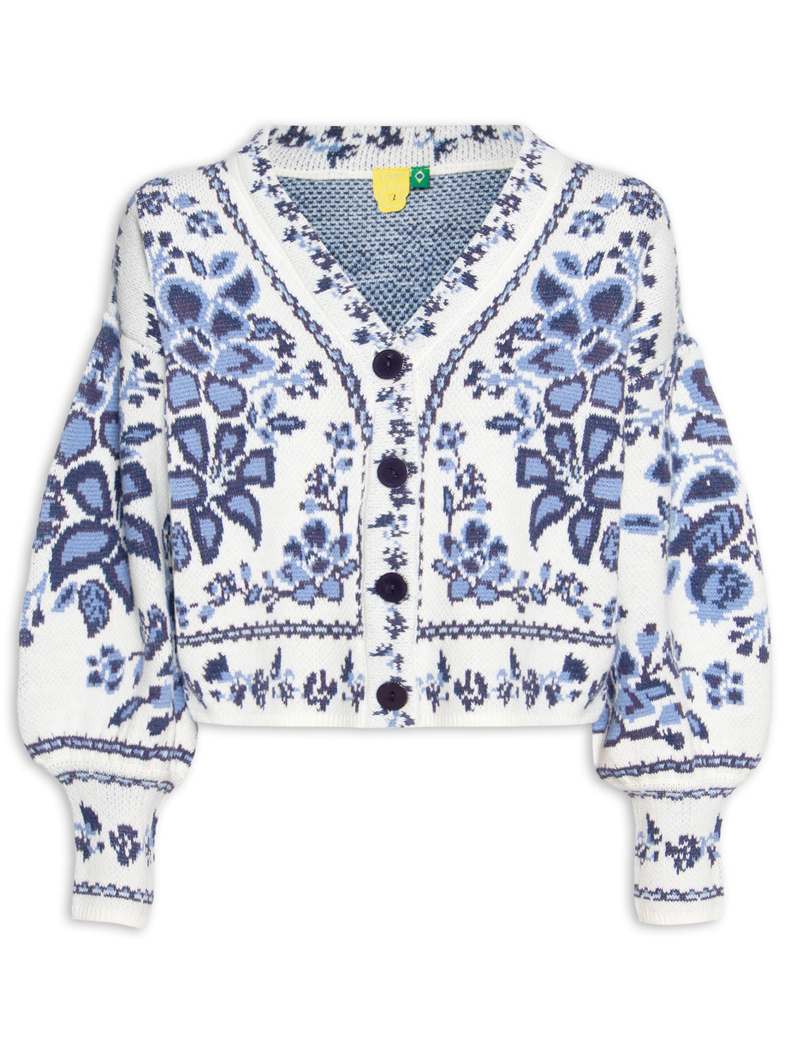 Cardigan Feminino Tricot Porcelana Branco Farm