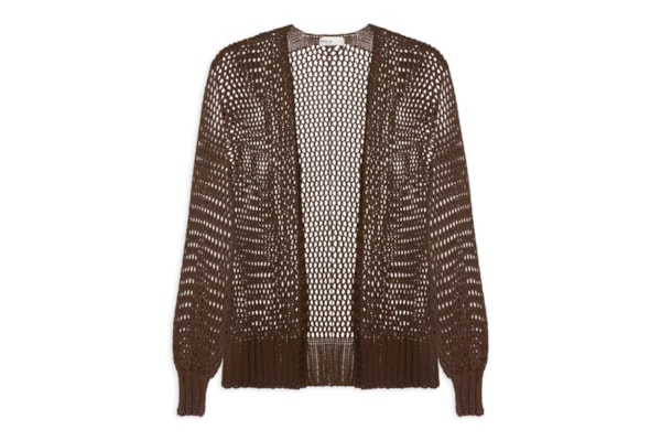 Cardigan Feminino Tricot Quadradinhos - Marrom