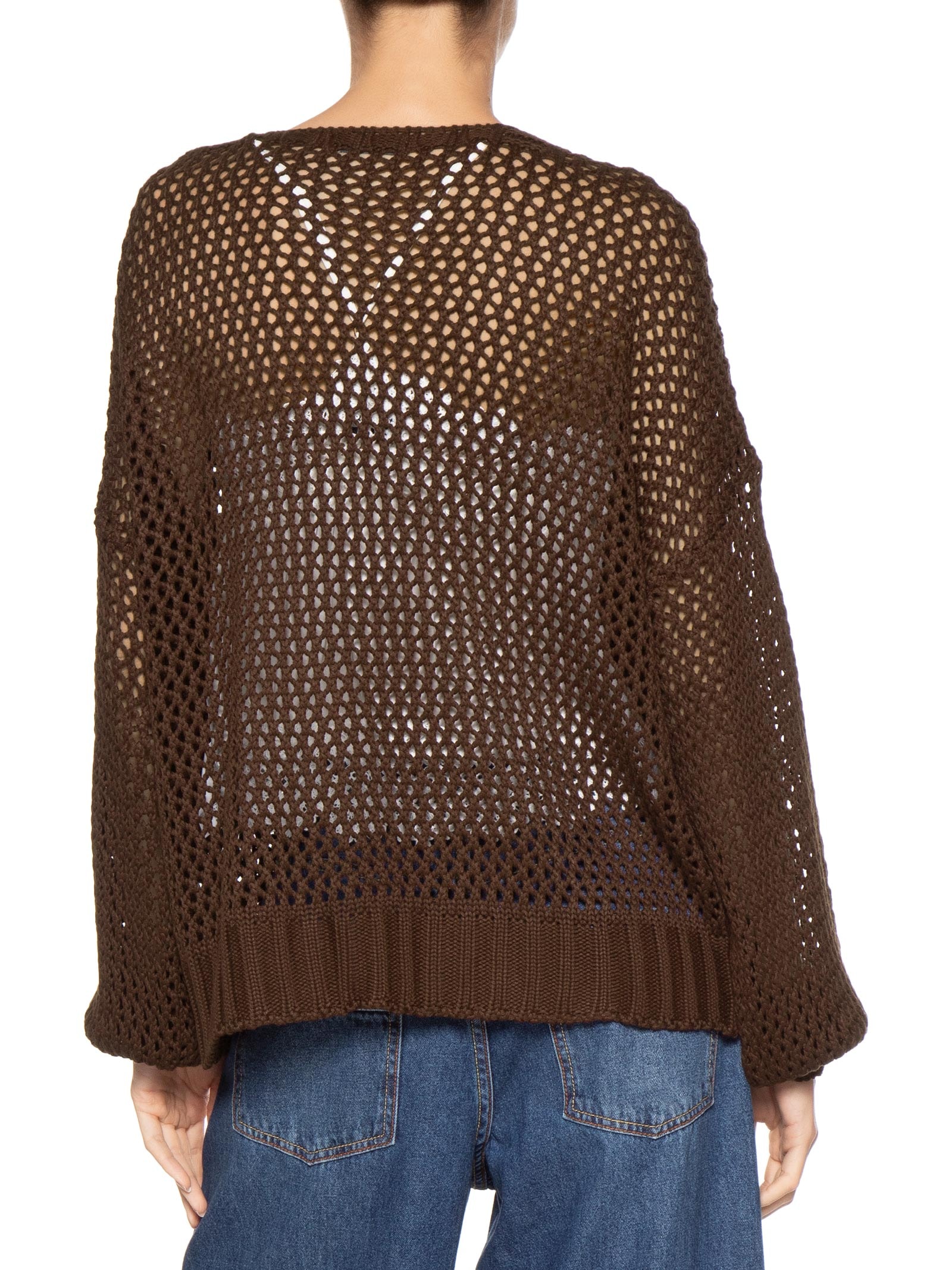 Cardigan Feminino Tricot Quadradinhos Marrom Dress To