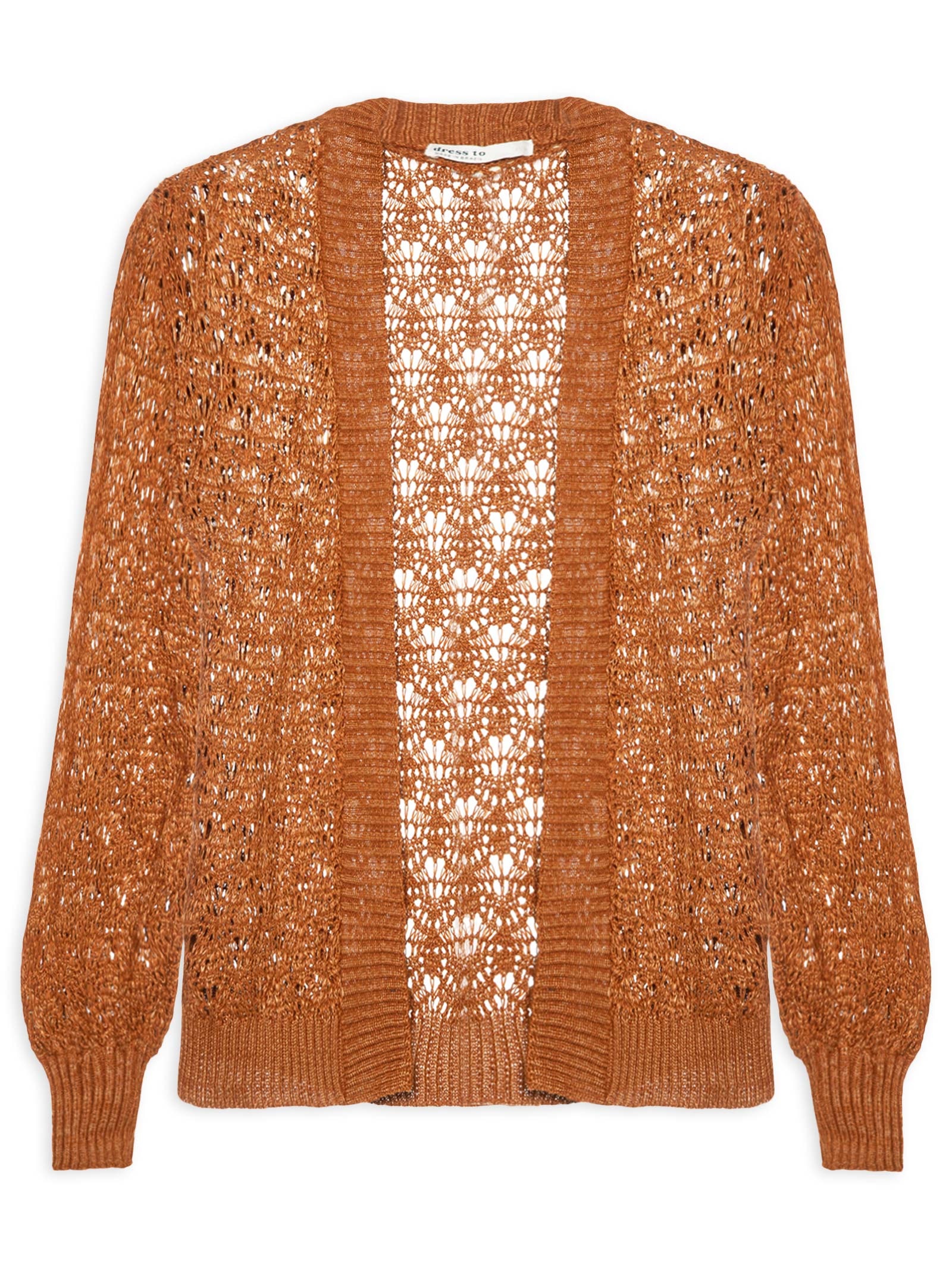 Cardigan Feminino Tricot Rendado Sol Marrom Dress To