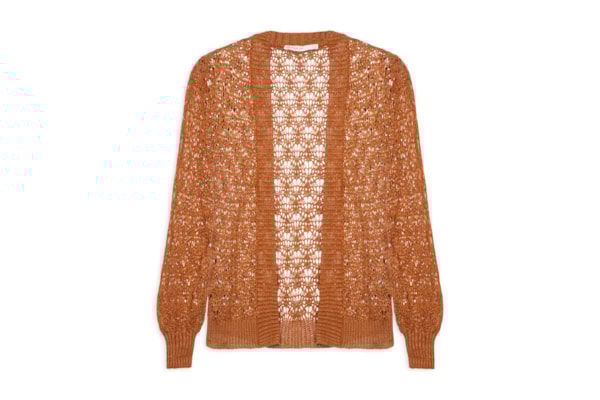 Cardigan Feminino Tricot Rendado Sol - Marrom