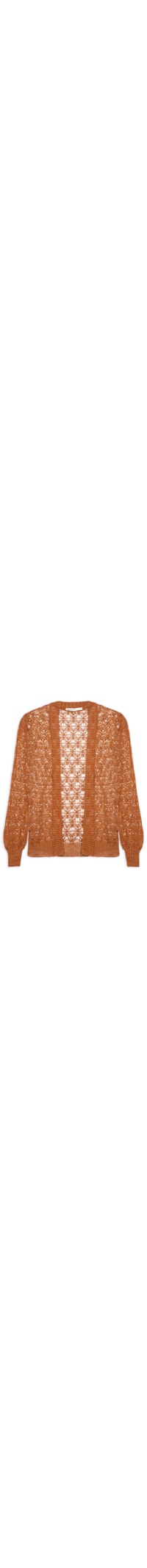 Cardigan Feminino Tricot Rendado Sol - Marrom