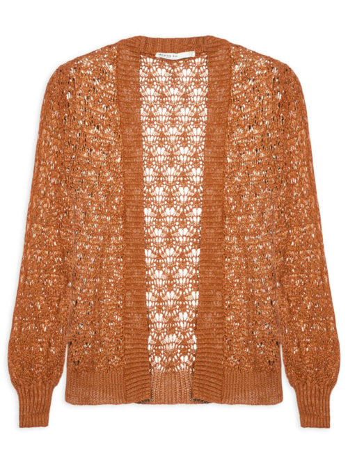 Cardigan Feminino Tricot Rendado Sol - Marrom