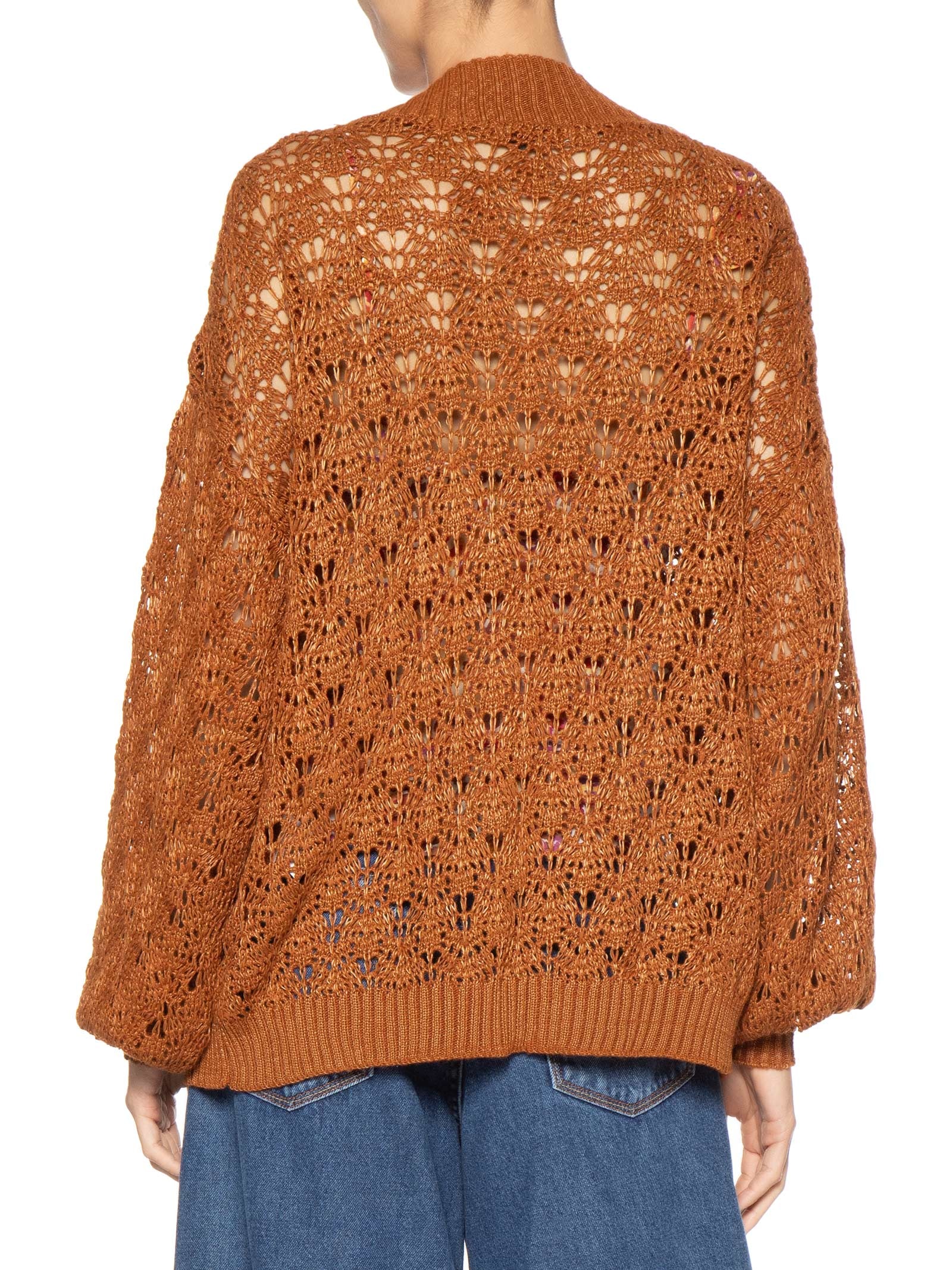 Cardigan Feminino Tricot Rendado Sol Marrom Dress To