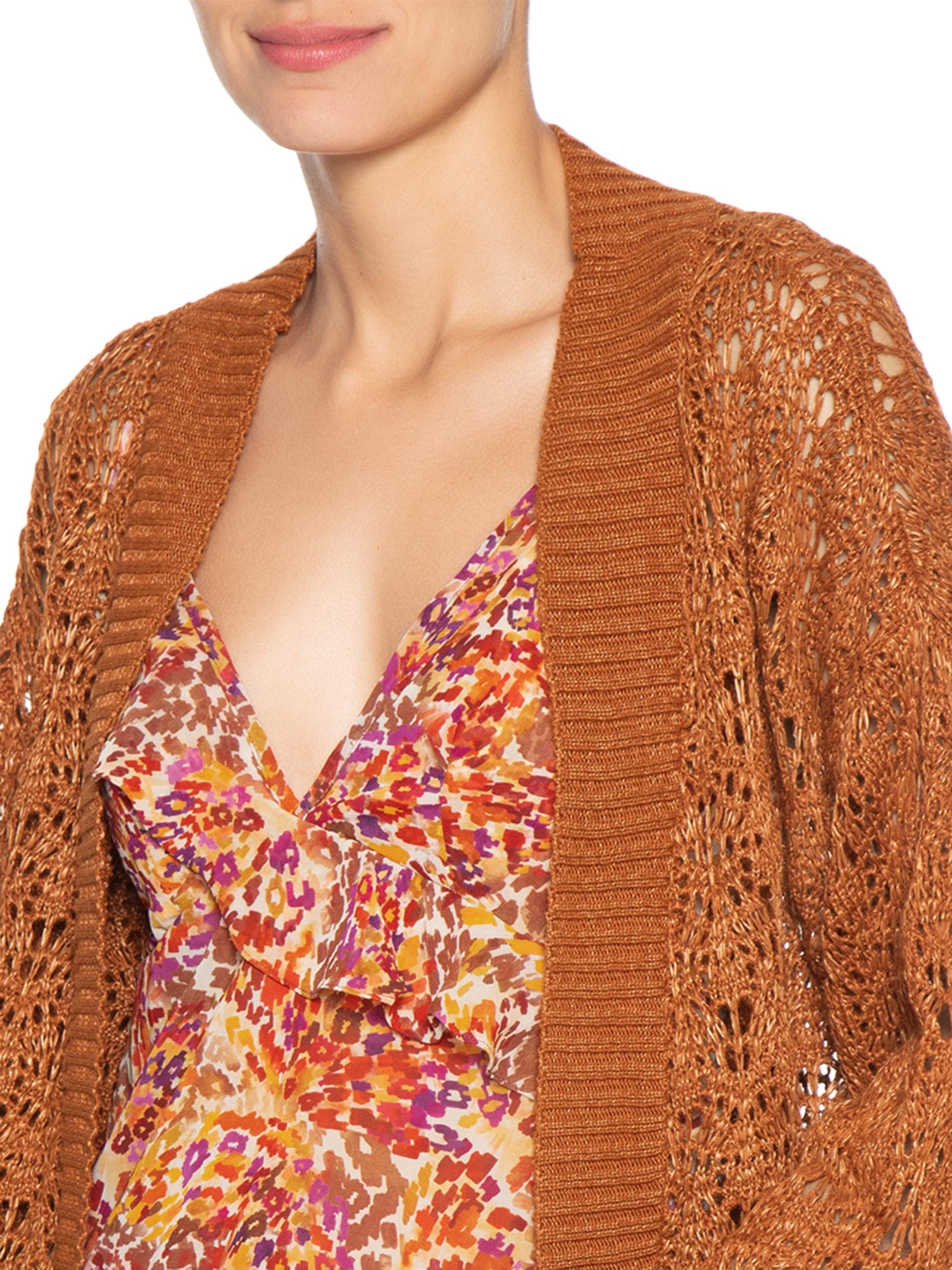 Cardigan Feminino Tricot Rendado Sol Marrom Dress To