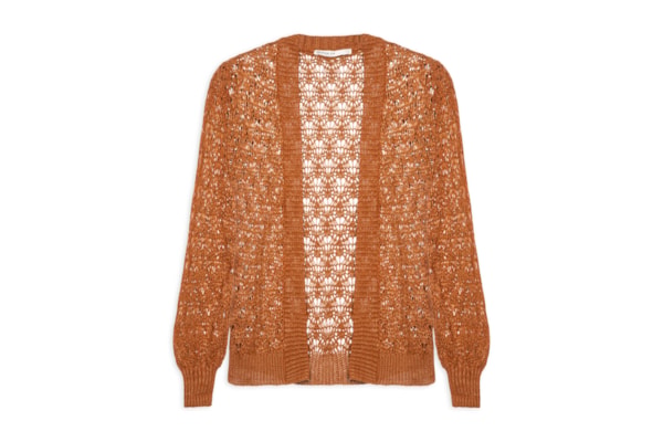 Cardigan Feminino Tricot Rendado Sol - Marrom