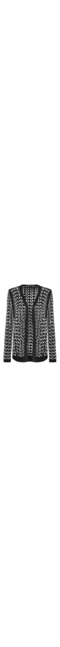 Cardigan Feminino Tricot Sobreposição Rendado - Preto