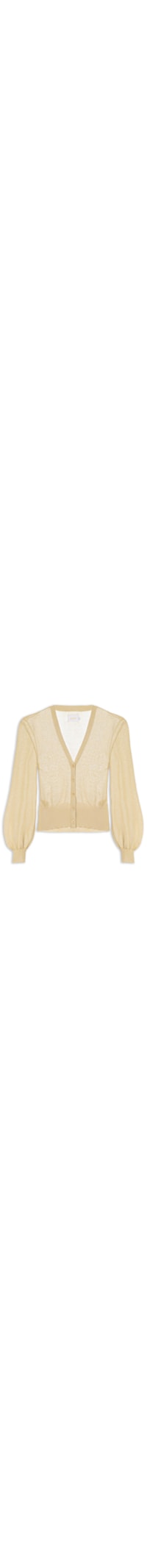 Cardigan Feminino Tricot Transparente - Bege