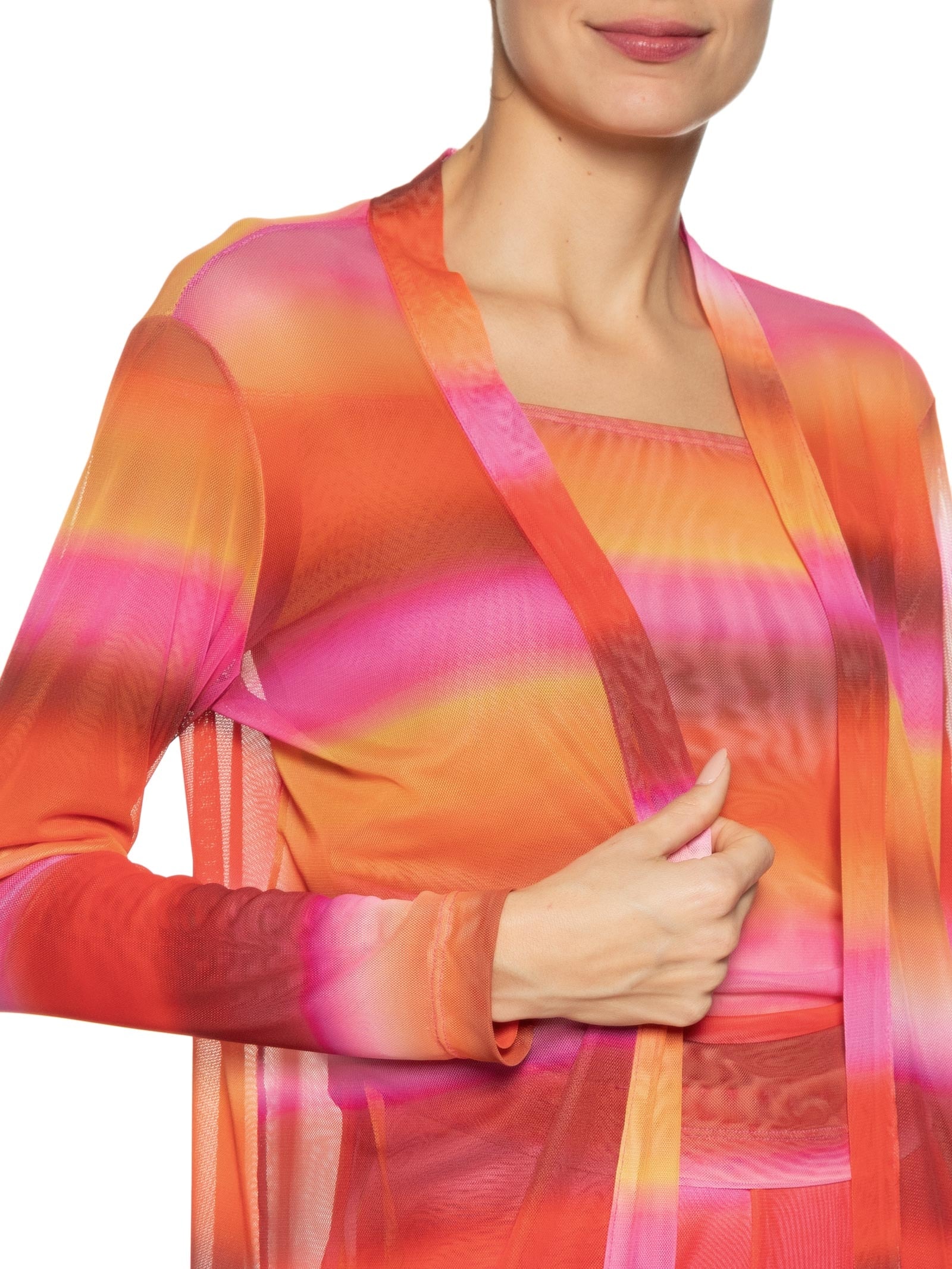 Cardigan Feminino Tule Estampa Tarde Rosa  Dress To