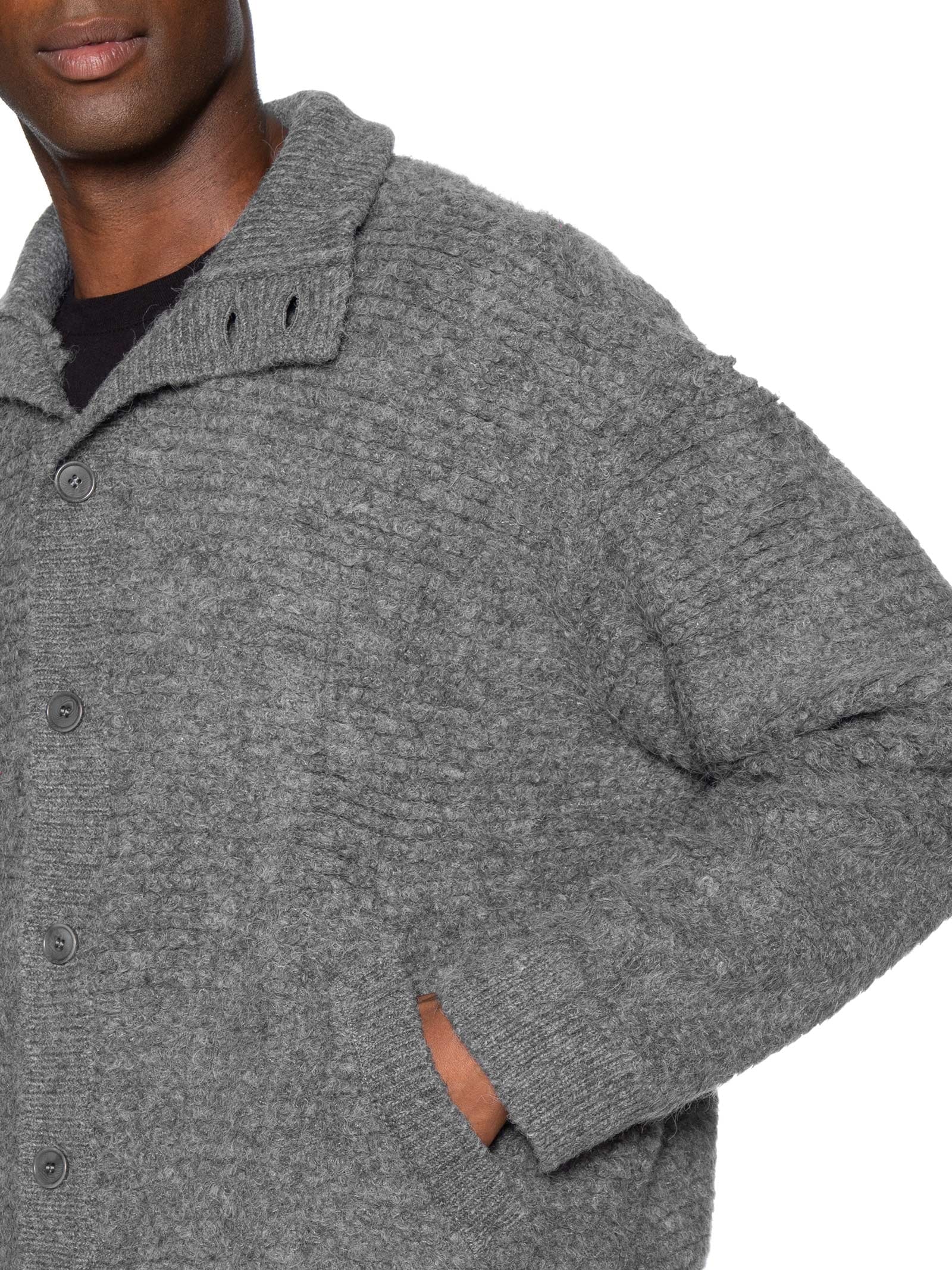 Cardigan Masculino Furry Gola Alta Mescla Cinza Osklen