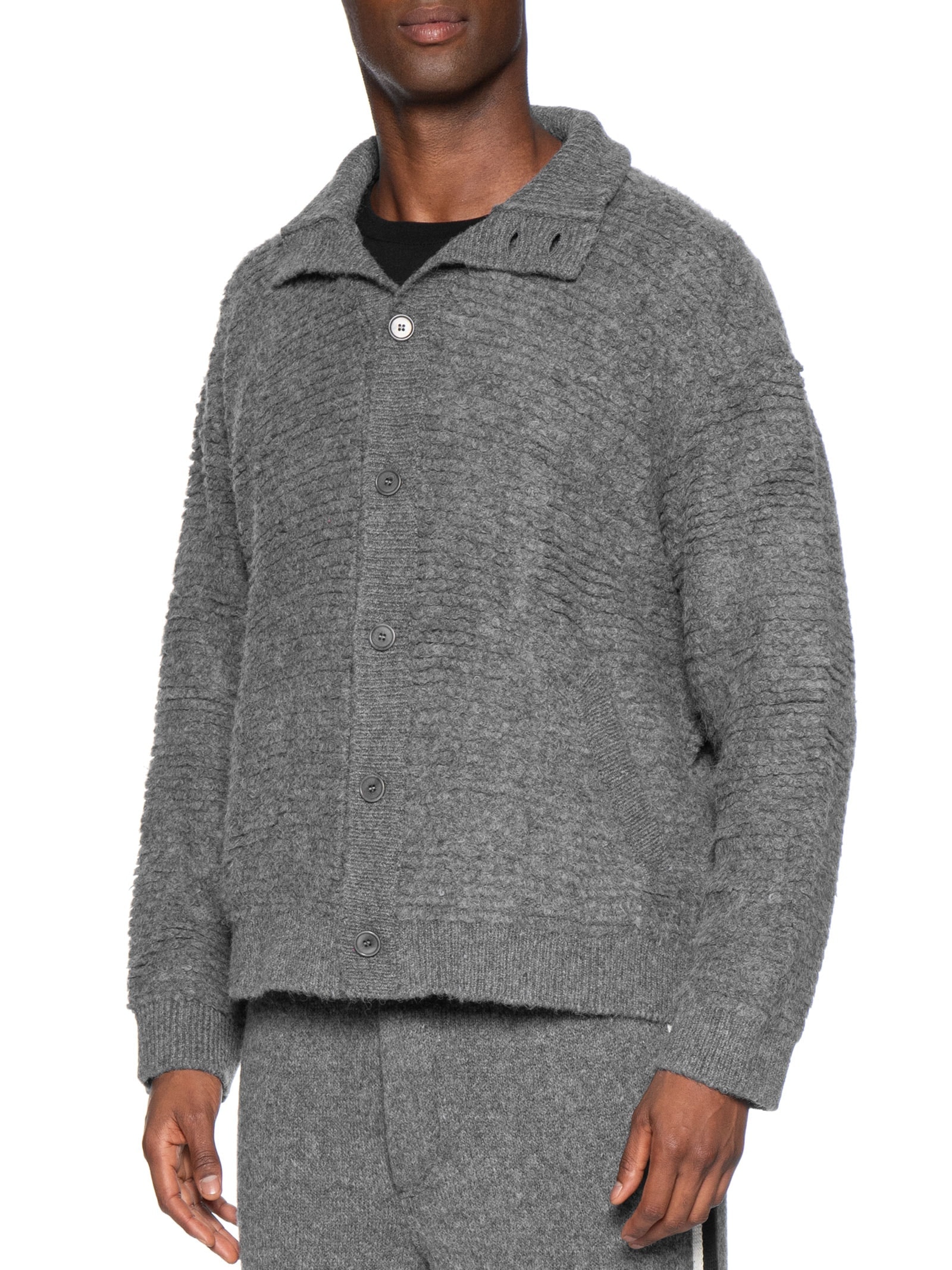 Cardigan Masculino Furry Gola Alta Mescla Cinza Osklen