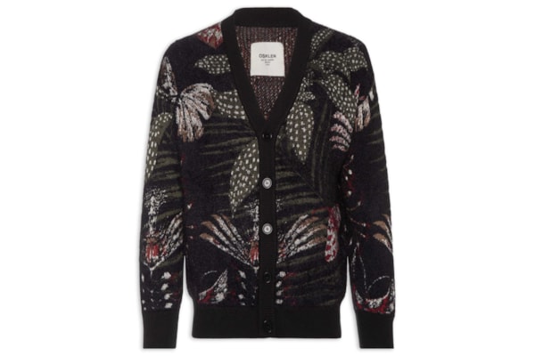 Cardigan Masculino Jacquard Botanique - Preto