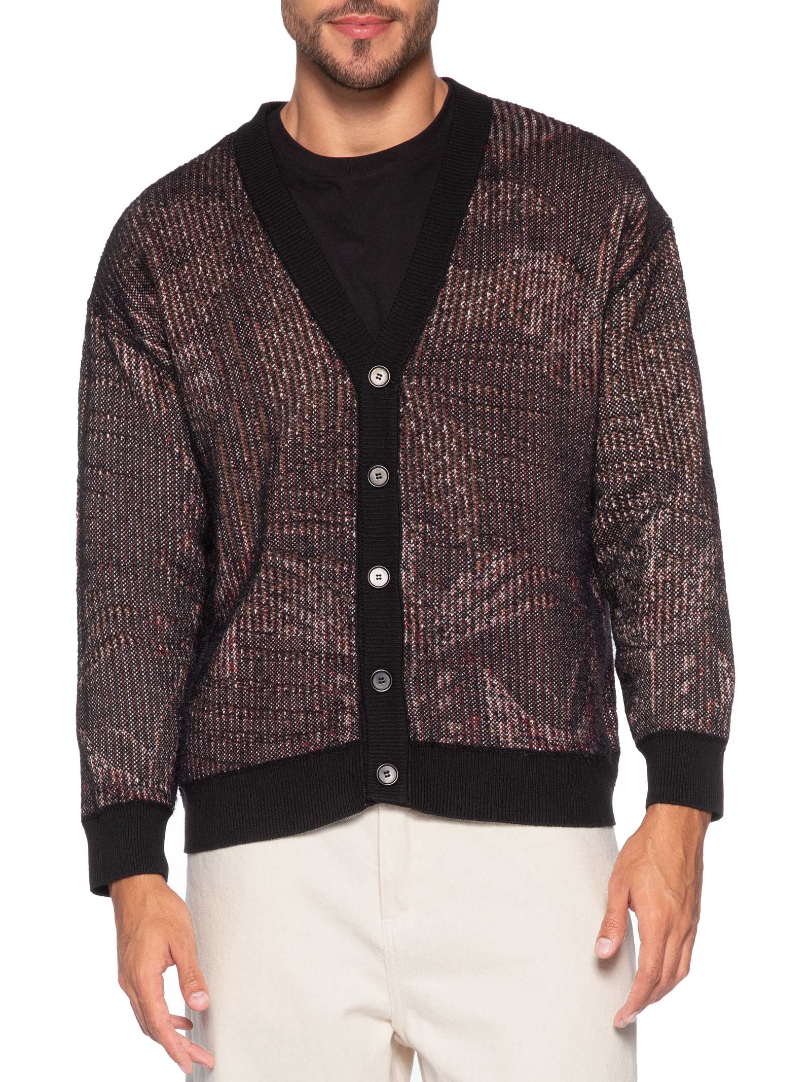 Cardigan Masculino Jacquard Botanique Preto Osklen