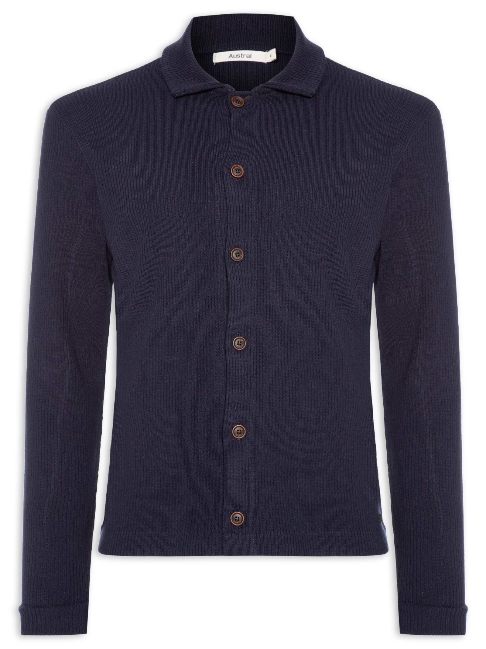 Cardigan Shirt Masculino Tricot Andorra Azul Austral