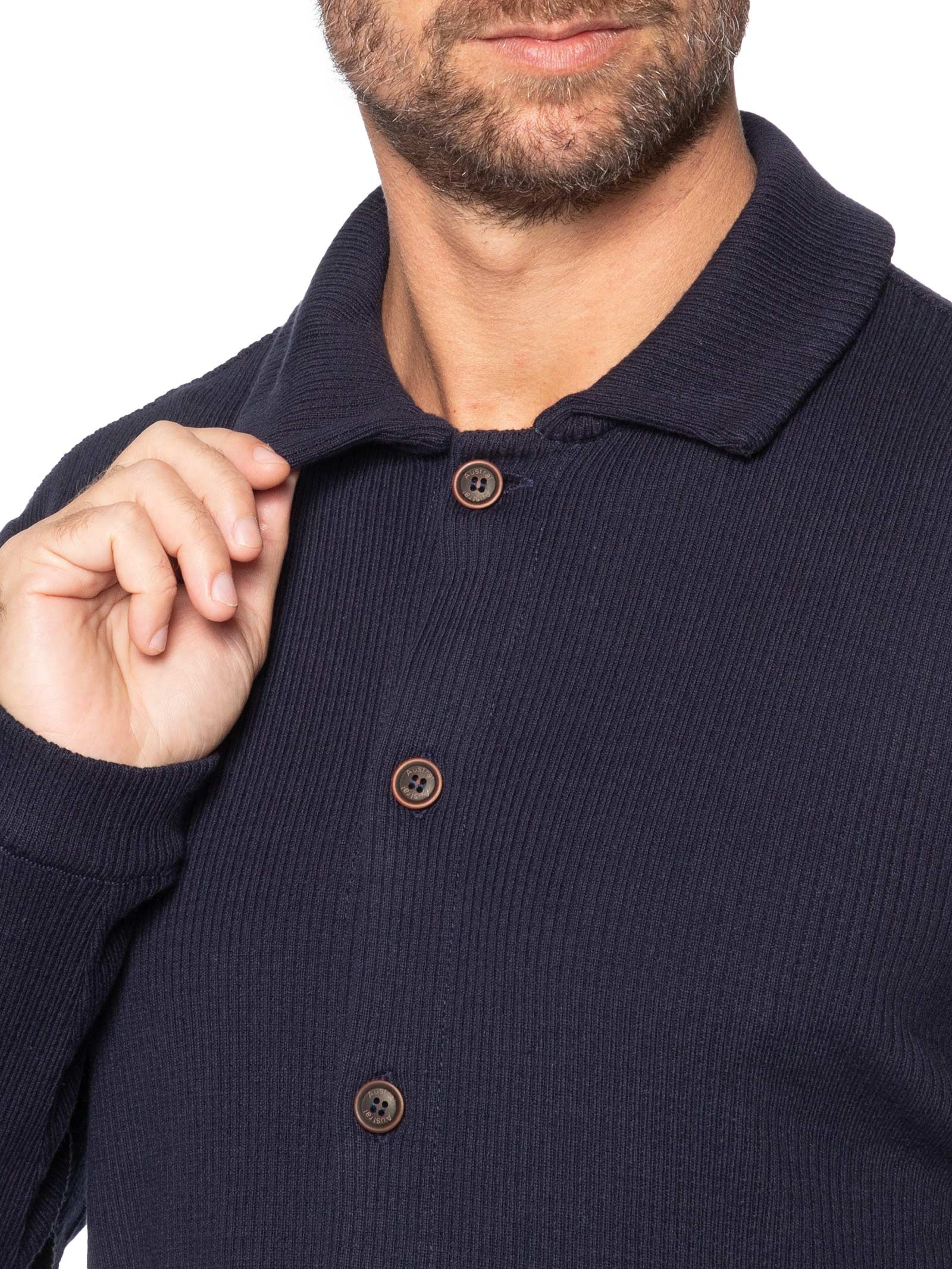 Cardigan Shirt Masculino Tricot Andorra Azul Austral