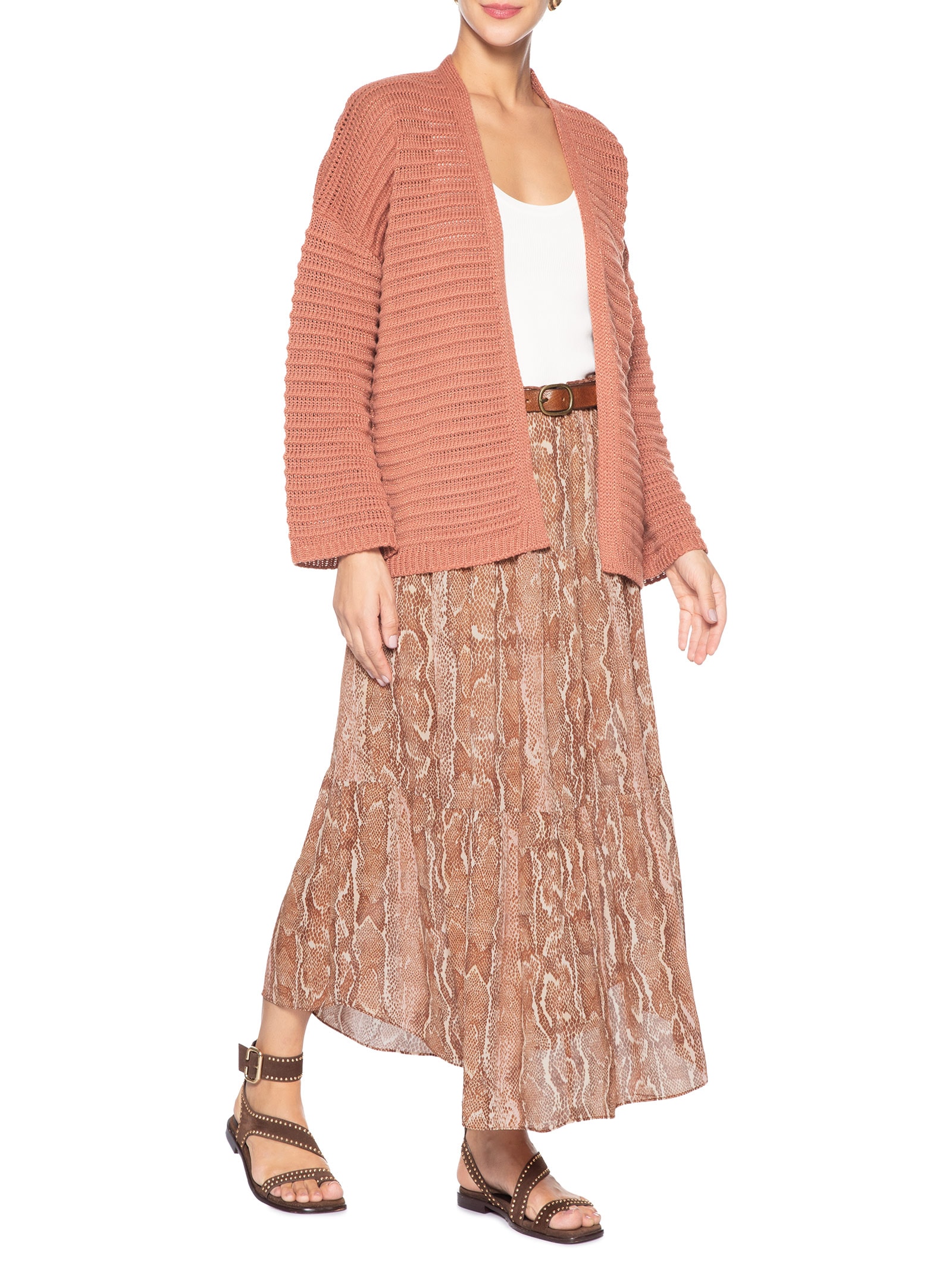 Cardigan Tricot Feminino Amplo Rosa Maria Filó